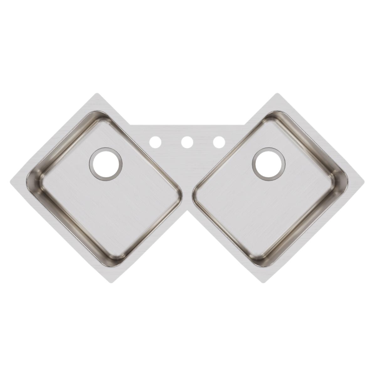 Elkay Lustertone Classic Stainless Steel 32" x 32" x 7-7/8", Equal Double Bowl Corner Sink ELUH3232