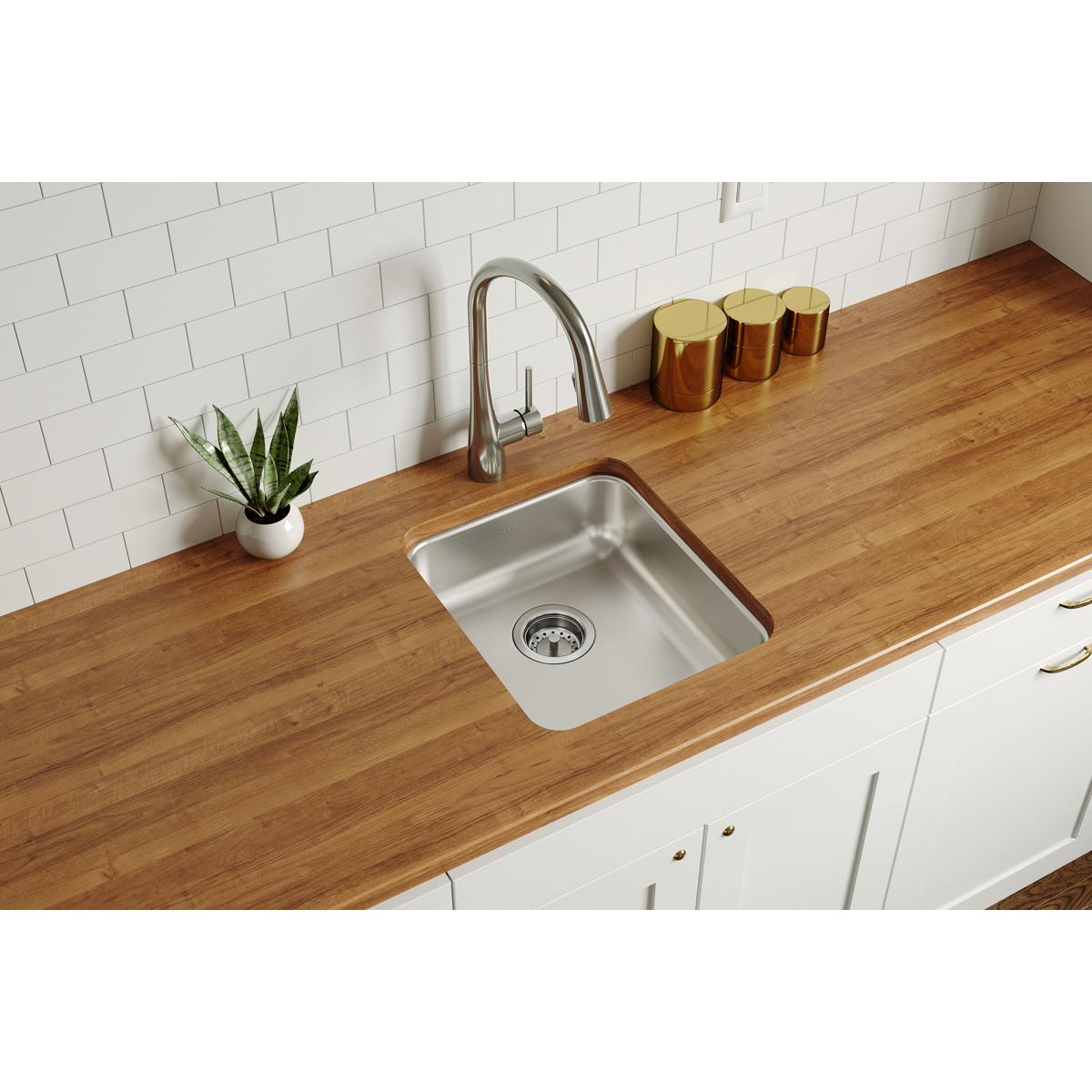 Elkay Lustertone Classic Stainless Steel 16" x 18-1/2" x 5-3/8", Single Bowl Undermount ADA Sink ELUHAD131655