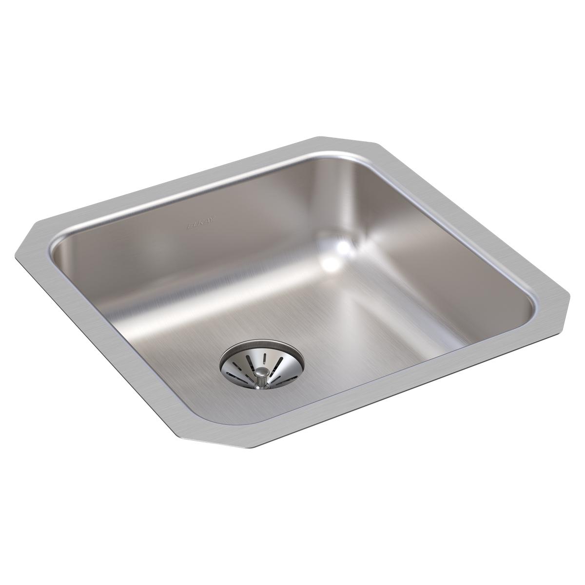 Elkay Lustertone Classic Stainless Steel, 16-1/2" x 16-1/2" x 5-3/8", Single Bowl Undermount ADA Sink w/Perfect Drain ELUHAD141455PD