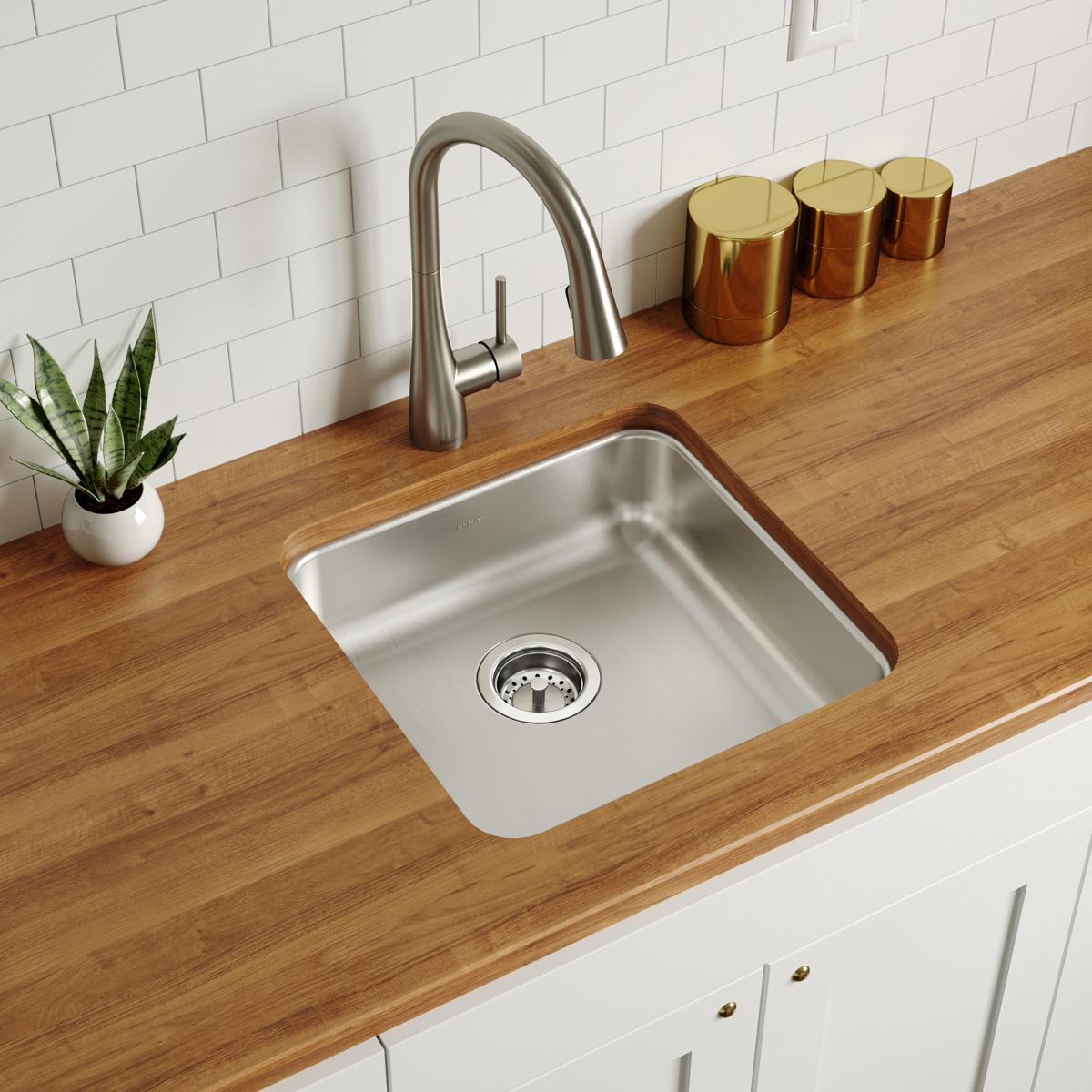 Elkay Lustertone Classic Stainless Steel, 18-1/2" x 18-1/2" x 5-3/8", Single Bowl Undermount ADA Sink ELUHAD161655