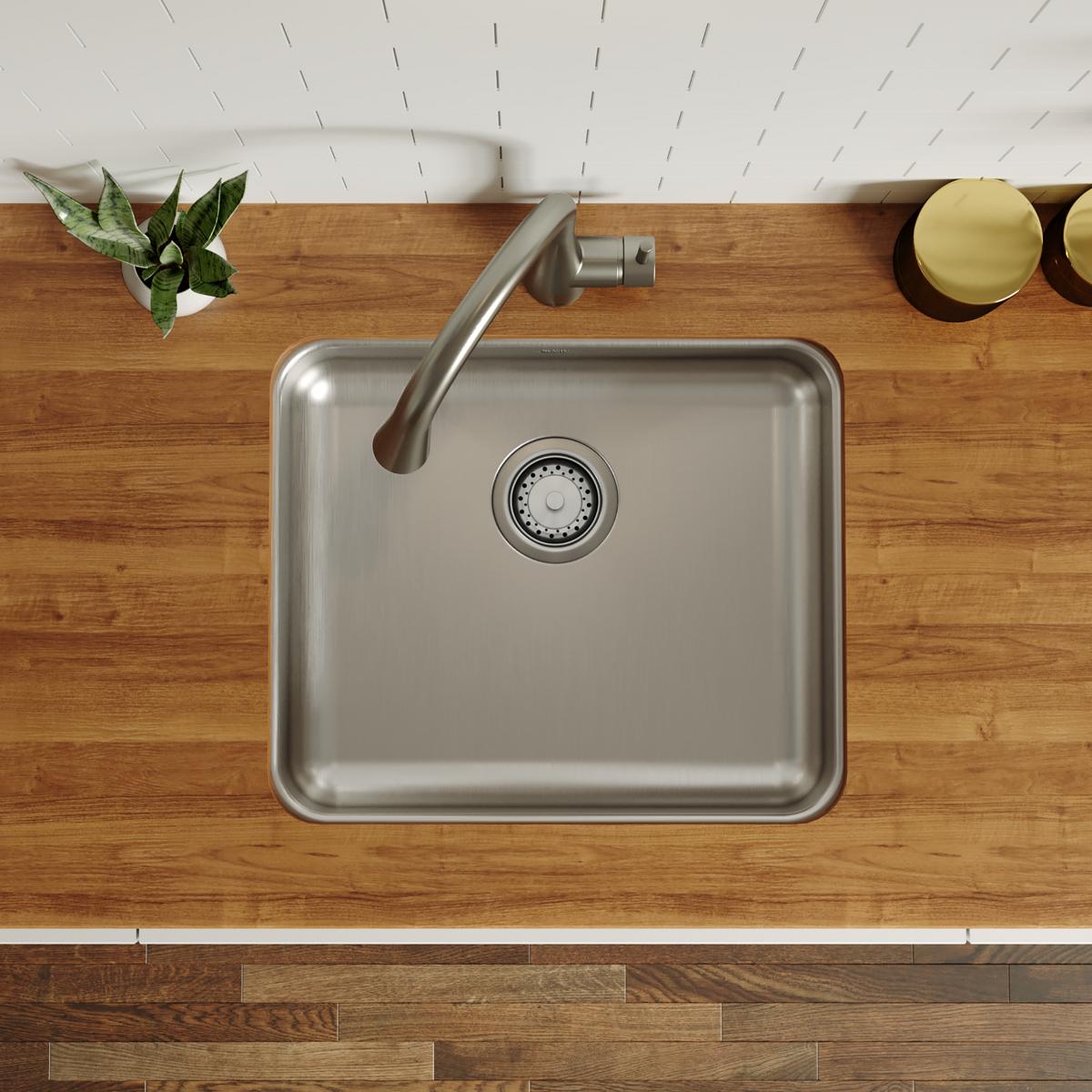 Elkay Lustertone Classic Stainless Steel 21-1/2" x 18-1/2" x 5-3/8", Single Bowl Undermount ADA Sink ELUHAD191655