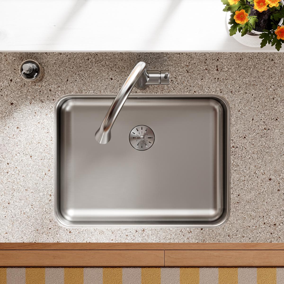 Elkay Lustertone Classic Stainless Steel, 23-1/2" x 18-1/4" x 5-3/8", Single Bowl Undermount ADA Sink w/Perfect Drain ELUHAD211555PD