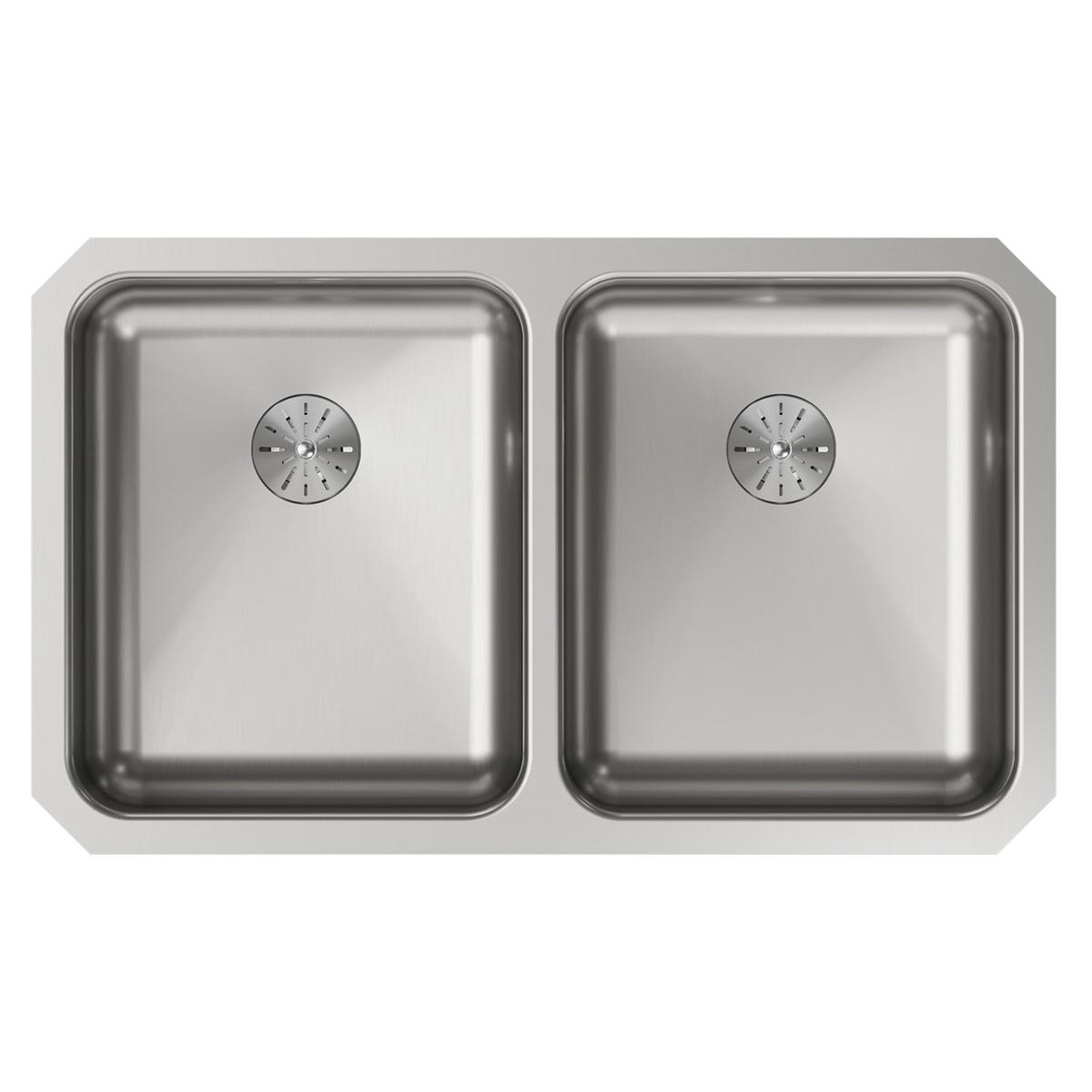 Elkay Lustertone Classic Stainless Steel, 30-3/4" x 18-1/2" x 5-3/8", Double Bowl Undermount ADA Sink w/Perfect Drain ELUHAD311855PD