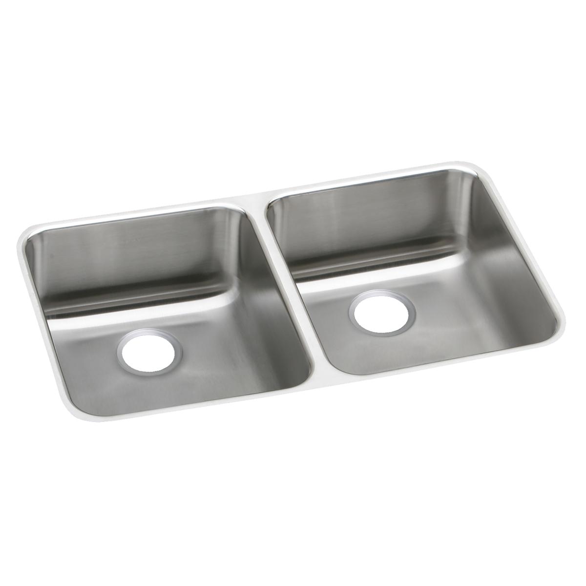 Elkay Lustertone Classic Stainless Steel, 31-3/4" x 16-1/2" x 4-3/8", Equal Double Bowl Undermount ADA Sink ELUHAD321645