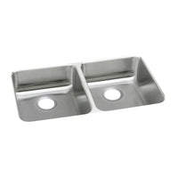 Elkay Lustertone Classic Stainless Steel 35-3/4" x 18-1/2" x 4-3/8", Equal Double Bowl Undermount ADA Sink ELUHAD361845