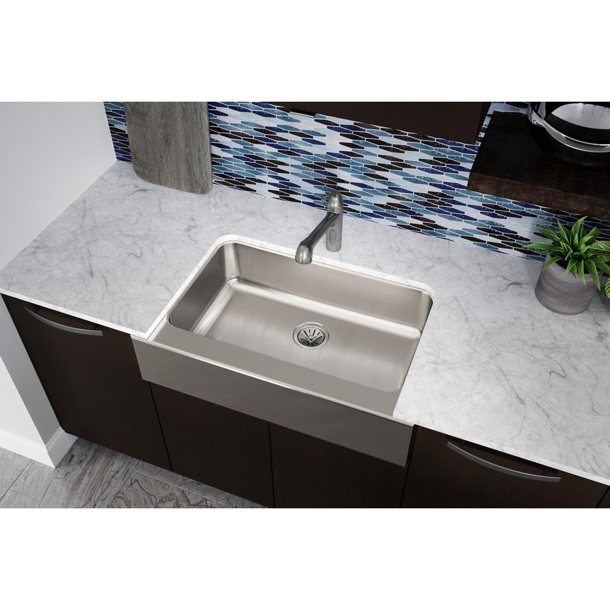Elkay Lustertone Classic Stainless Steel 33" x 20-1/2" x 8", Single Bowl Farmhouse Sink ELUHFS2816