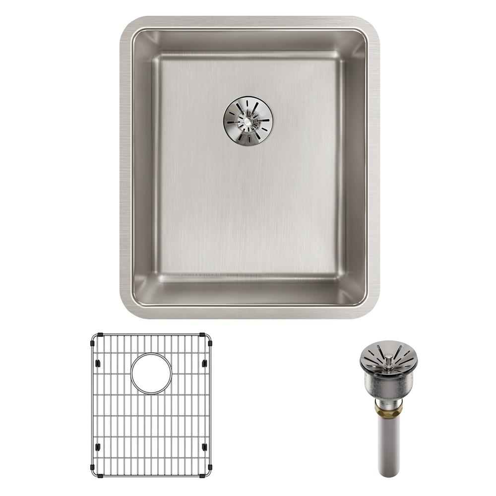 Elkay Lustertone Iconix 16 Gauge Stainless Steel 16" x 18-1/2" x 8" Single Bowl Undermount Sink Kit with Perfect Drain ELUHH1316TPDBG