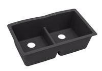 Elkay Quartz Luxe 33" x 19" x 10" Equal Double Bowl Undermount Sink with Aqua Divide Caviar ELXDULB3322CA0