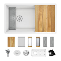 Elkay Quartz Luxe 33" x 19" x 9" Single Bowl Undermount Workstation Sink Kit with Perfect Drain Arctic Fox ELXRU13322WFX0