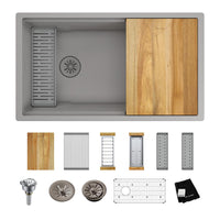 Elkay Quartz Luxe 33" x 19" x 9" Single Bowl Undermount Workstation Sink Kit with Perfect Drain Silvermist ELXRU13322WSM0