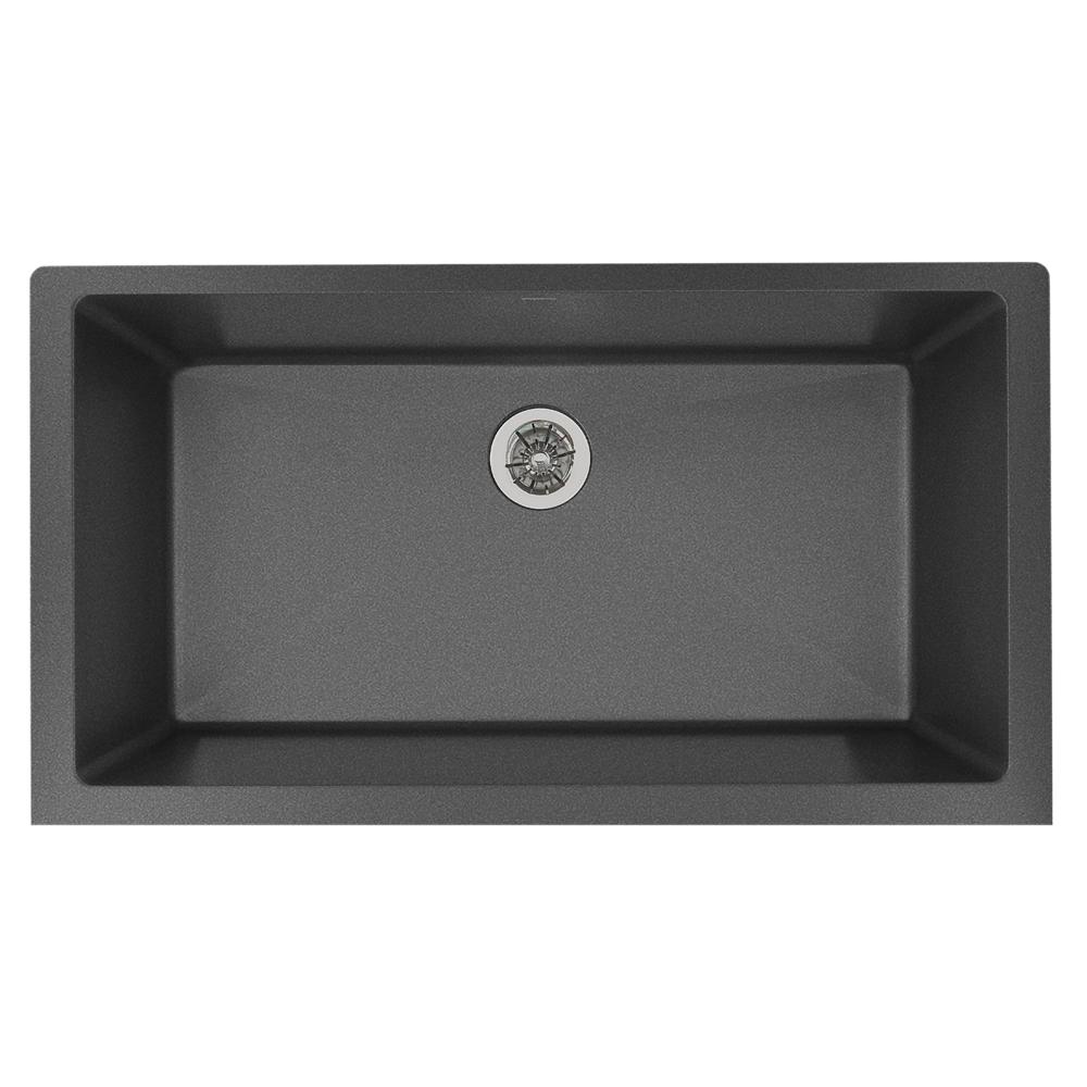 Elkay Quartz Luxe 35-7/8" x 19" x 9" Single Bowl Undermount Kitchen Sink with Perfect Drain Charcoal ELXRUP3620CH0