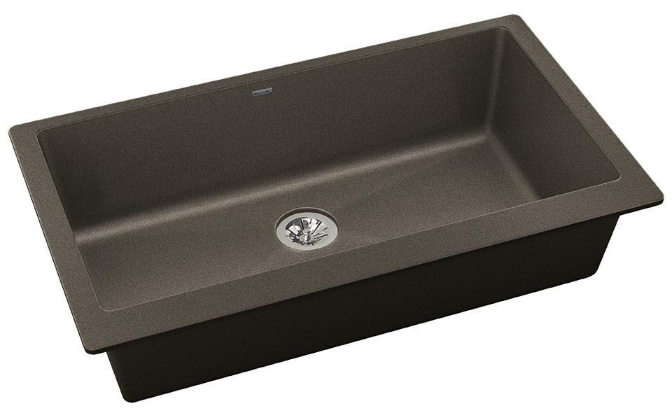 Elkay Quartz Luxe 35-7/8" x 19" x 9" Single Bowl Undermount Kitchen Sink with Perfect Drain Chestnut ELXRUP3620CN0