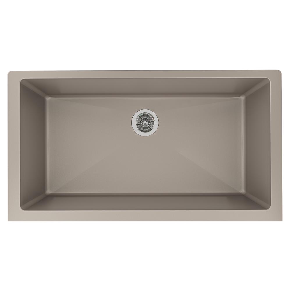 Elkay Quartz Luxe 35-7/8" x 19" x 9" Single Bowl Undermount Kitchen Sink with Perfect Drain Silvermist ELXRUP3620SM0