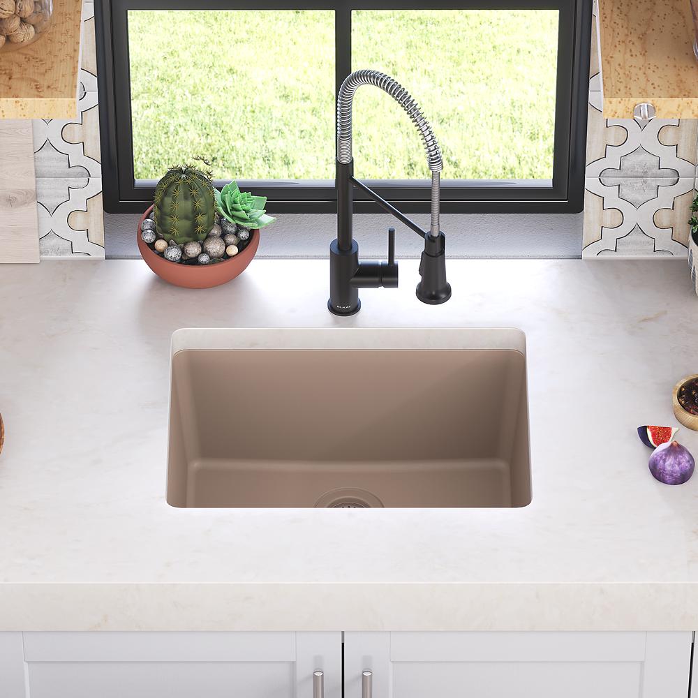 Elkay Quartz Luxe 24-5/8" x 18-1/2" x 9-1/2" Single Bowl Undermount Sink Sandstone ELXU2522SN0
