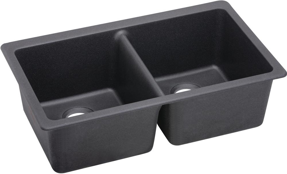Elkay Quartz Luxe 33" x 18-1/2" x 9-1/2" Equal Double Bowl Undermount Sink Charcoal ELXU3322CH0