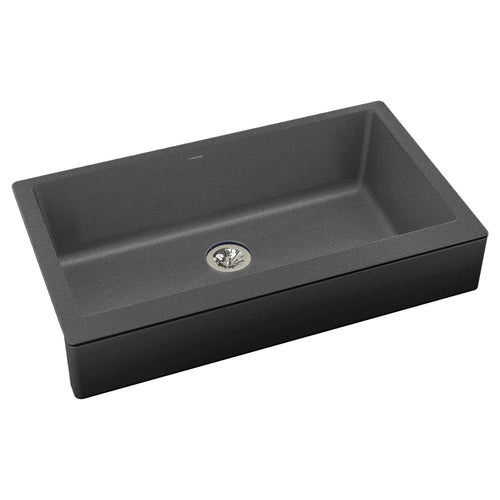 Elkay Quartz Luxe 35-7/8" x 20-15/16" x 9" Single Bowl Farmhouse Sink with Perfect Drain Charcoal ELXUFP3620CH0
