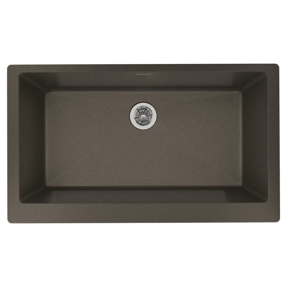 Elkay Quartz Luxe 35-7/8" x 20-15/16" x 9" Single Bowl Farmhouse Sink with Perfect Drain Chestnut ELXUFP3620CN0