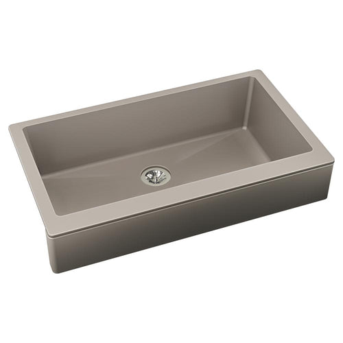 Elkay Quartz Luxe 35-7/8" x 20-15/16" x 9" Single Bowl Farmhouse Sink with Perfect Drain Silvermist ELXUFP3620SM0