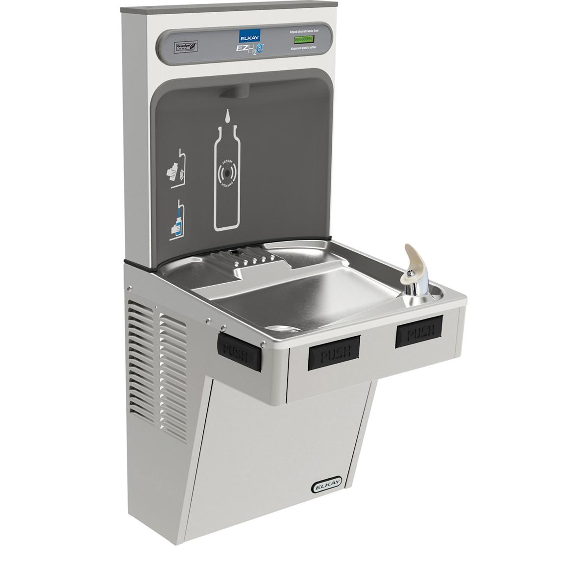Elkay ezH2O Bottle Filling Station with Mechanically Activated, Single ADA Cooler Non-Filtered Non-Refrigerated Stainless EMABFDWSSK