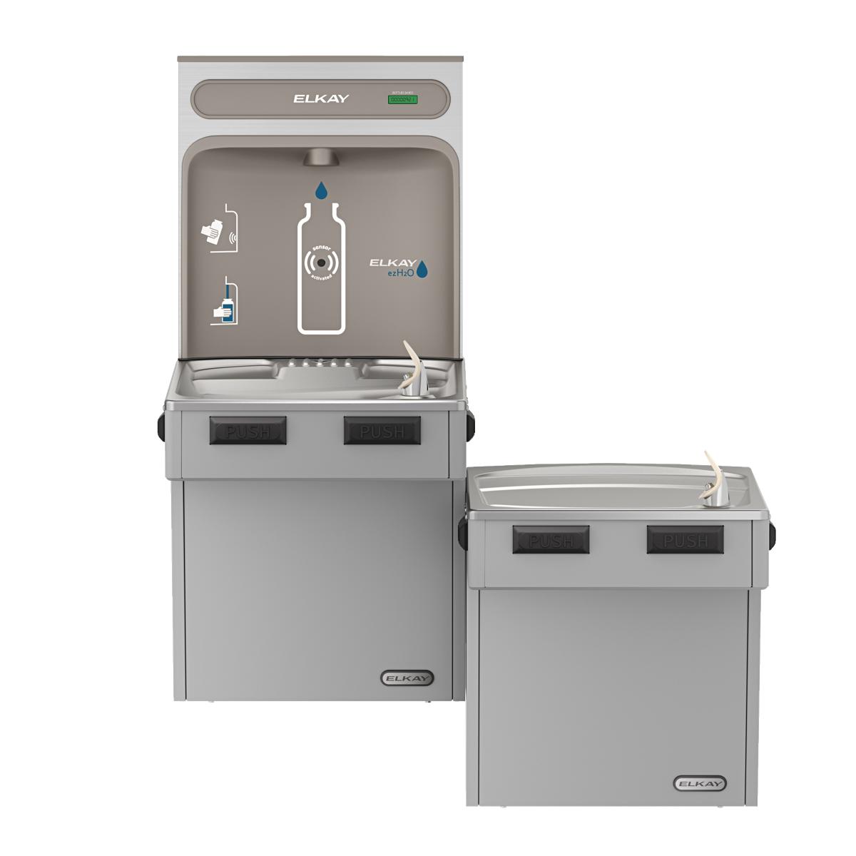 Elkay ezH2O Bottle Filling Station with Mechanically Activated Bi-Level ADA Cooler Non-Filtered Refrigerated Light EMABFTL8WSLK