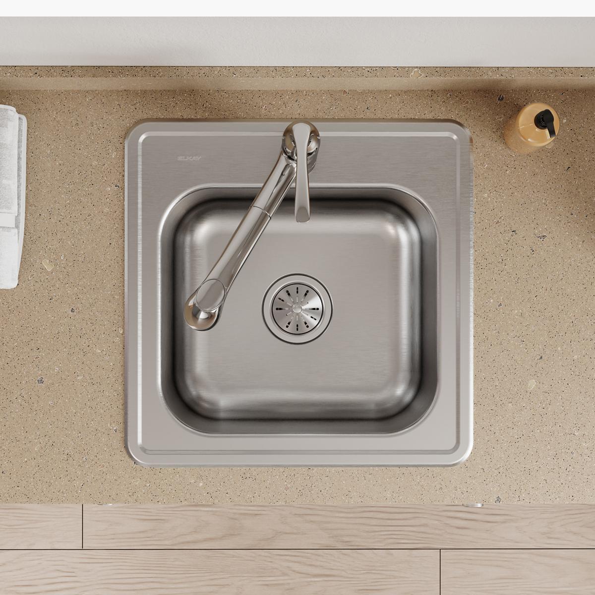 Elkay Celebrity Stainless Steel 20" x 20" x 10-1/8", 1-Hole Single Bowl Drop-in Laundry Sink ESE2020101