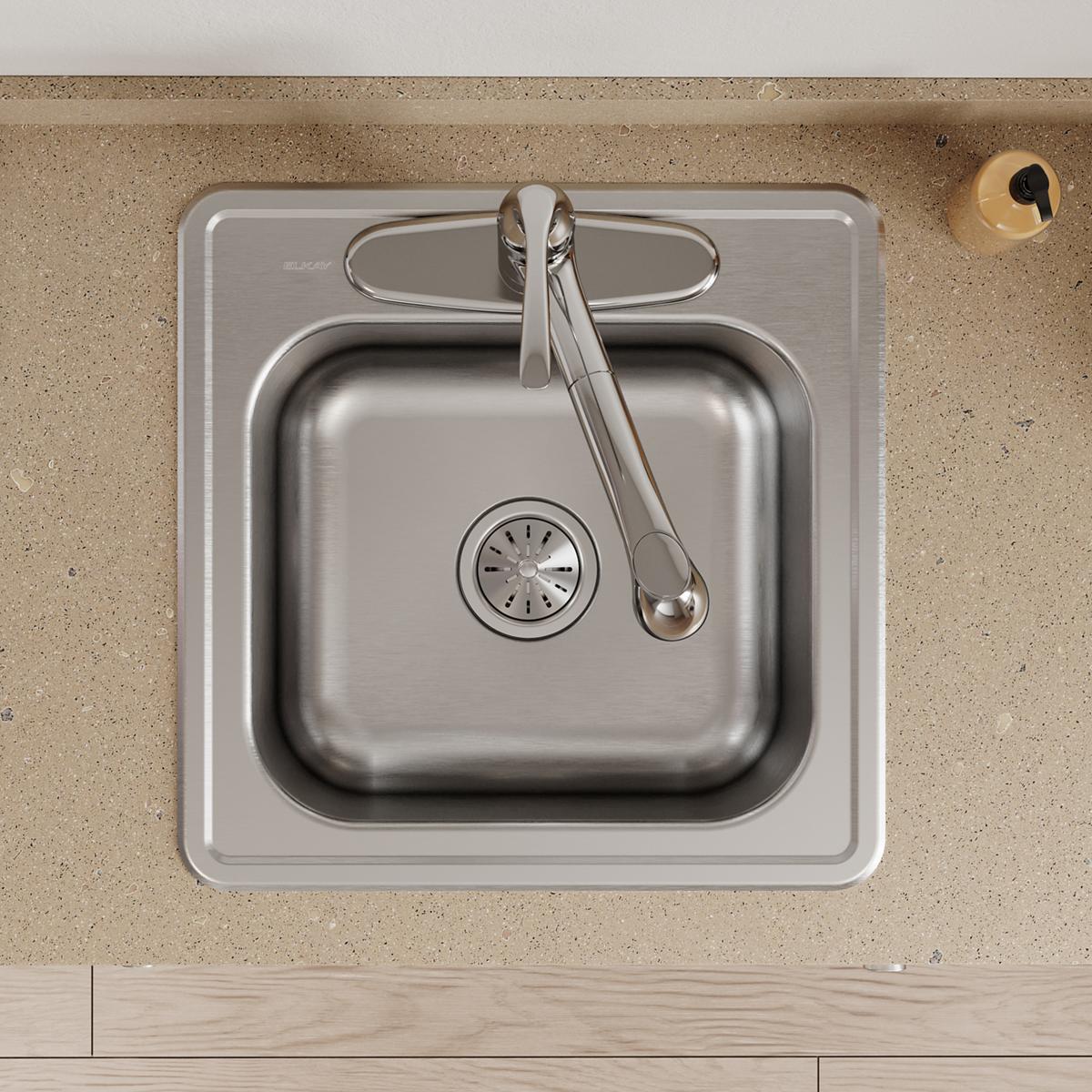 Elkay Celebrity Stainless Steel 20" x 20" x 10-1/8", 3-Hole Single Bowl Drop-in Laundry Sink ESE2020103