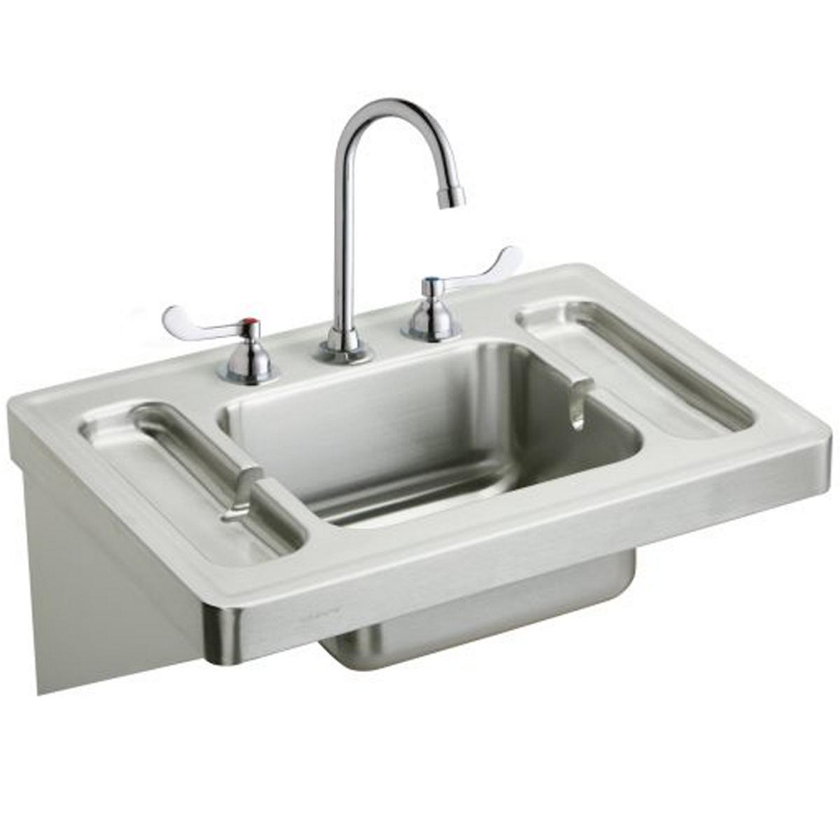 Elkay Stainless Steel 28" x 20" x 7-1/2", Wall Hung Lavatory Sink Kit ESLV2820W4C