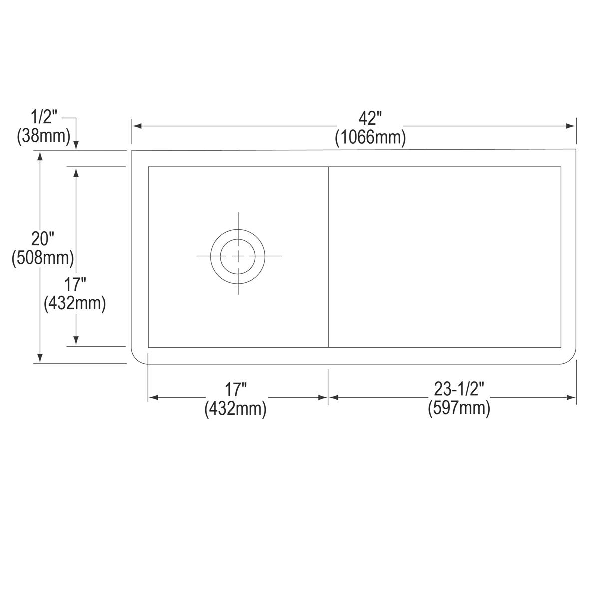 Elkay Stainless Steel 42" x 20" x 6, Wall Hung Service Sink ESS4220R
