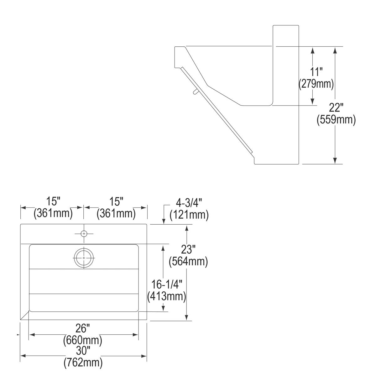 Elkay Stainless Steel 30" x 23" x 11", Wall Hung Single Bowl Surgeon Scrub Sink EWSF130261