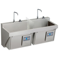 Elkay Stainless Steel 60" x 23" x 26", Wall Hung Double Station Surgeon Scrub Sink Kit EWSF26026KWC