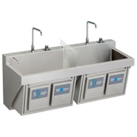 Elkay Stainless Steel 60" x 23" x 26", Wall Hung Double Station Surgeon Scrub Sink Kit EWSF26026KWSC