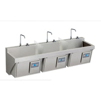 Elkay Stainless Steel 90" x 23" x 26", Wall Hung Triple Station Surgeon Scrub Sink Kit EWSF39026KWC
