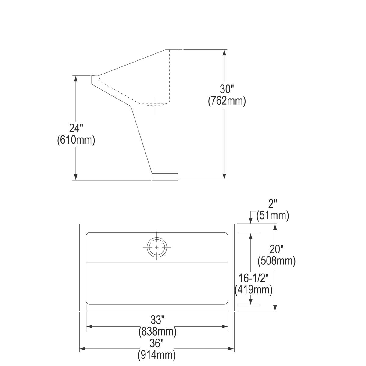Elkay Stainless Steel 33" x 16-13/16" x 30", Wall Hung Single Station Surgeon Scrub Sink EWSFAD136201