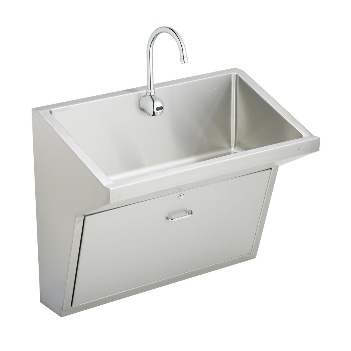 Elkay Stainless Steel 33" x 16-13/16" x 30", Wall Hung Single Station Surgeon Scrub Sink Kit EWSFAD13620SACC