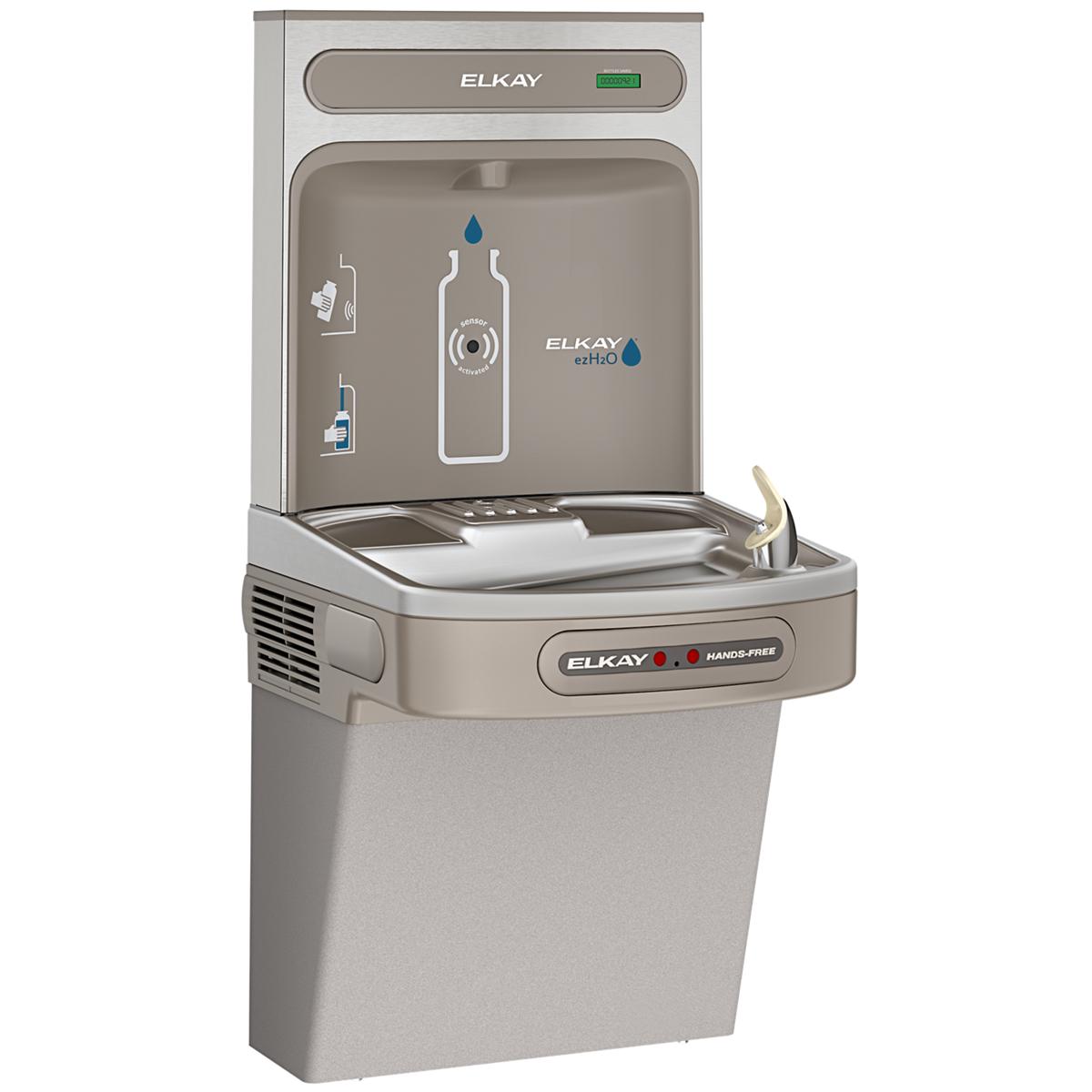 Elkay ezH2O Bottle Filling Station with Single ADA Cooler Hands Free Activation Non-Filtered Refrigerated Light EZO8WSLK