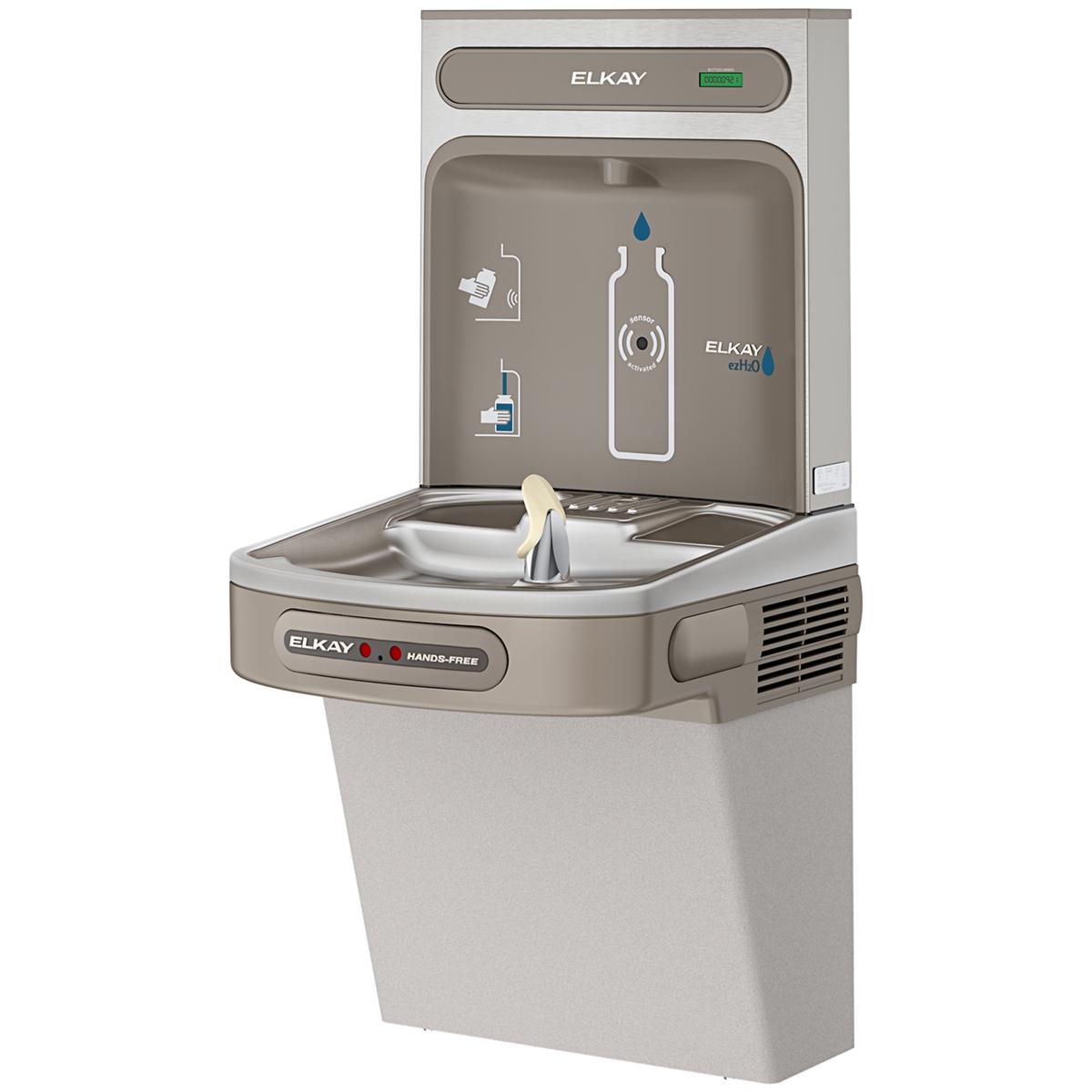 Elkay ezH2O Bottle Filling Station with Single ADA Cooler Hands Free Activation Non-Filtered Refrigerated Light EZO8WSLK