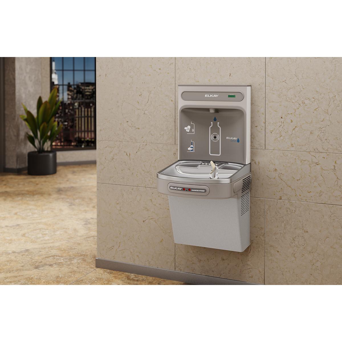 Elkay ezH2O Bottle Filling Station with Single ADA Cooler Hands Free Activation Non-Filtered Refrigerated Light EZO8WSLK