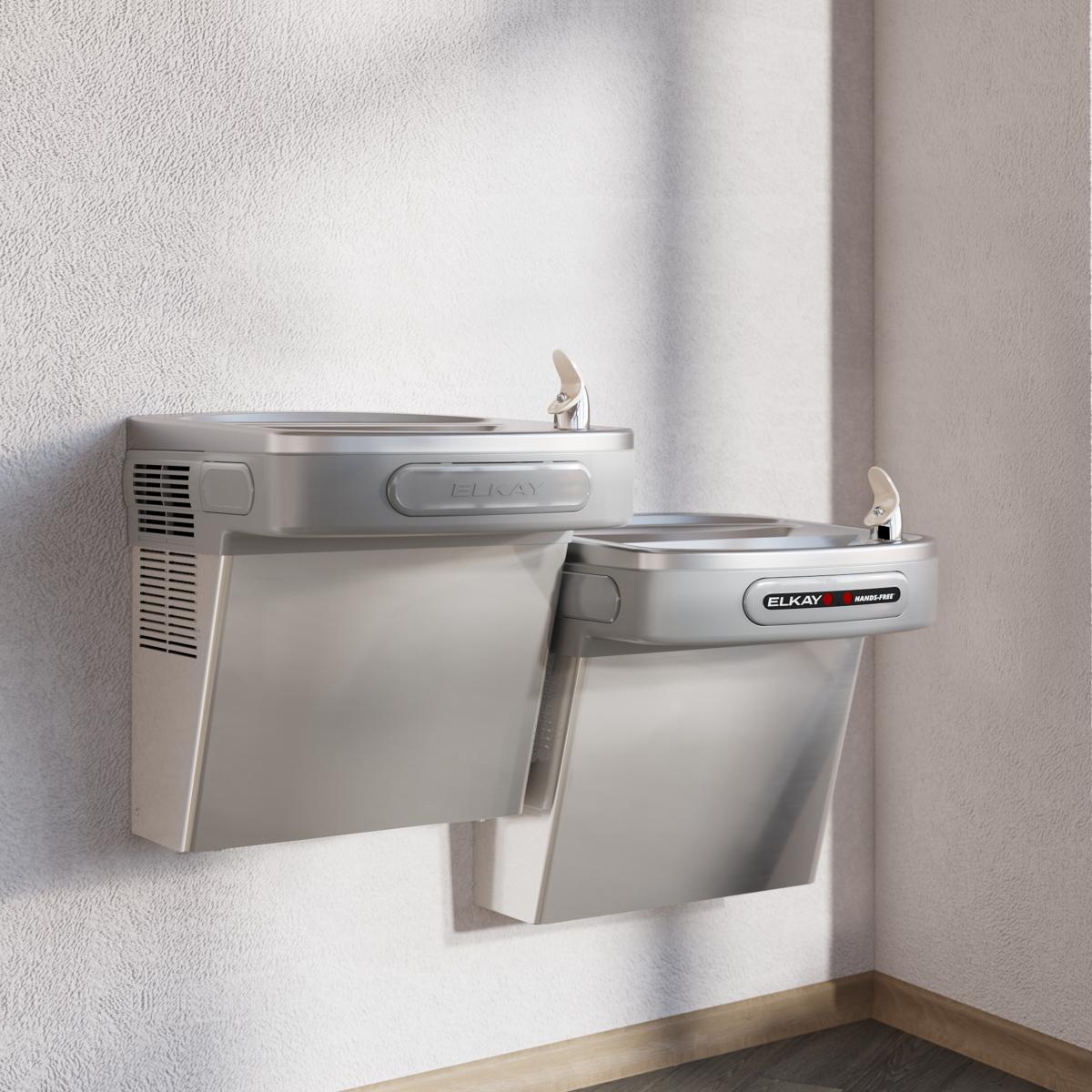 Elkay Versatile Cooler Wall Mount Bi-Level ADA Hands-Free, Non-Filtered Refrigerated Stainless EZOSTL8SC