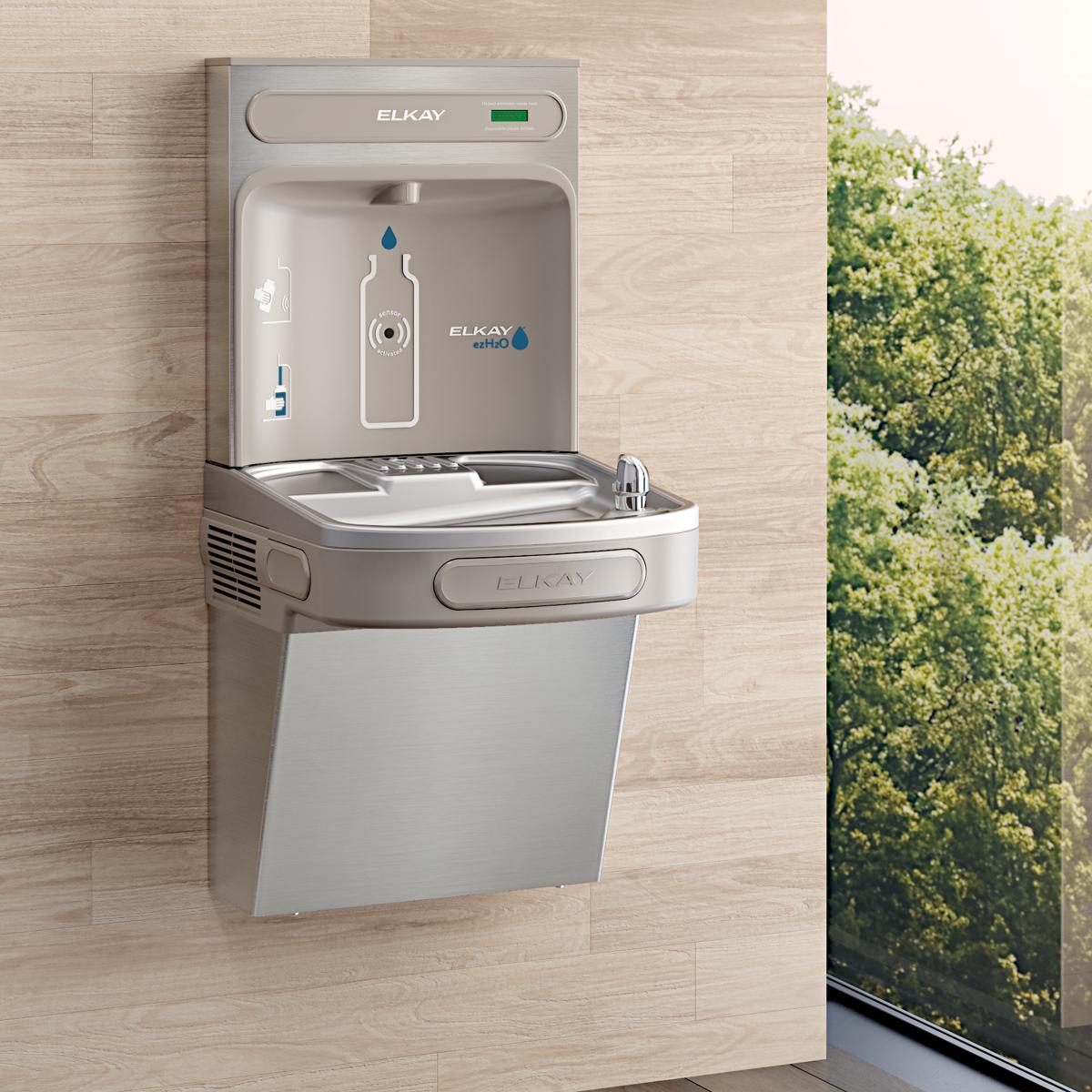 Elkay ezH2O Bottle Filling Station with Single ADA Vandal-Resistant Cooler, Non-Filtered Refrigerated Stainless EZS8WSVRSK