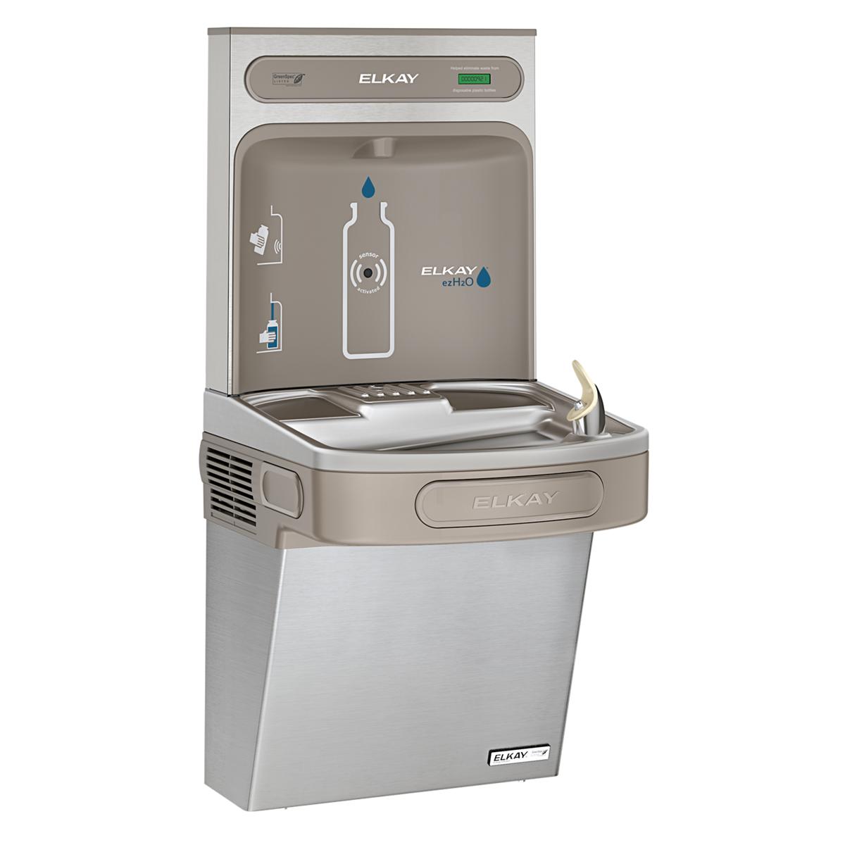 Elkay ezH2O Bottle Filling Station & Single ADA Cooler, High Efficiency Non-Filtered Refrigerated Stainless EZSG8WSSK