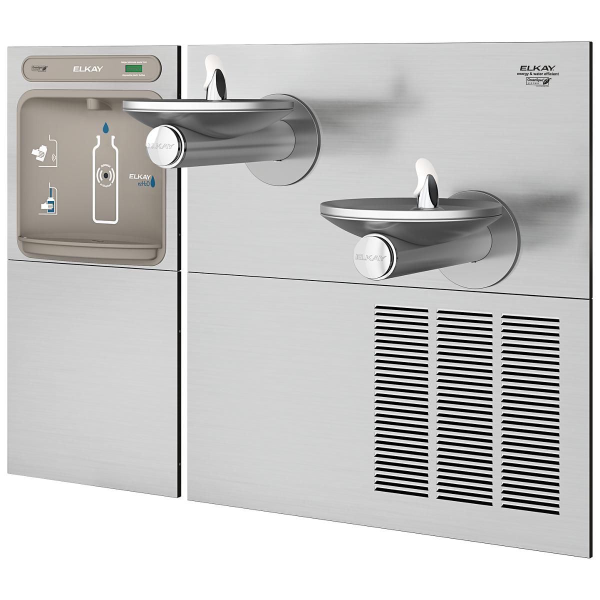 Elkay ezH2O Bottle Filling Station & SwirlFlo Bi-Level Fountain, High Efficiency Non-Filtered Refrigerated Stainless EZWS-SFGRN28K