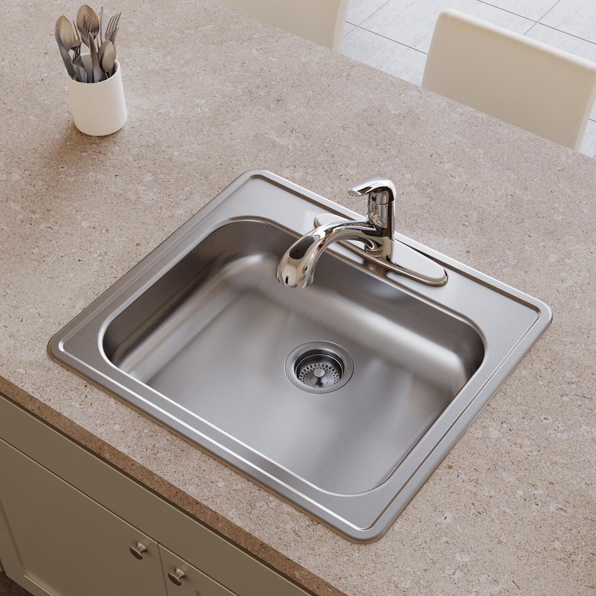 Elkay Dayton Stainless Steel 25" x 21-1/4" x 5-3/8", 1-Hole Single Bowl Drop-in Sink GE125211