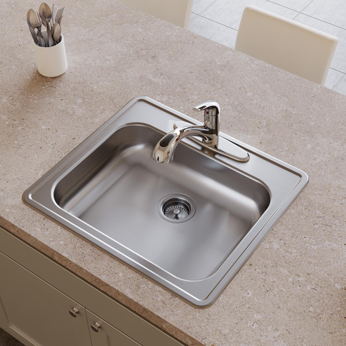 Elkay Dayton Stainless Steel 25" x 21-1/4" x 5-3/8", 3-Hole Single Bowl Drop-in Sink GE125213