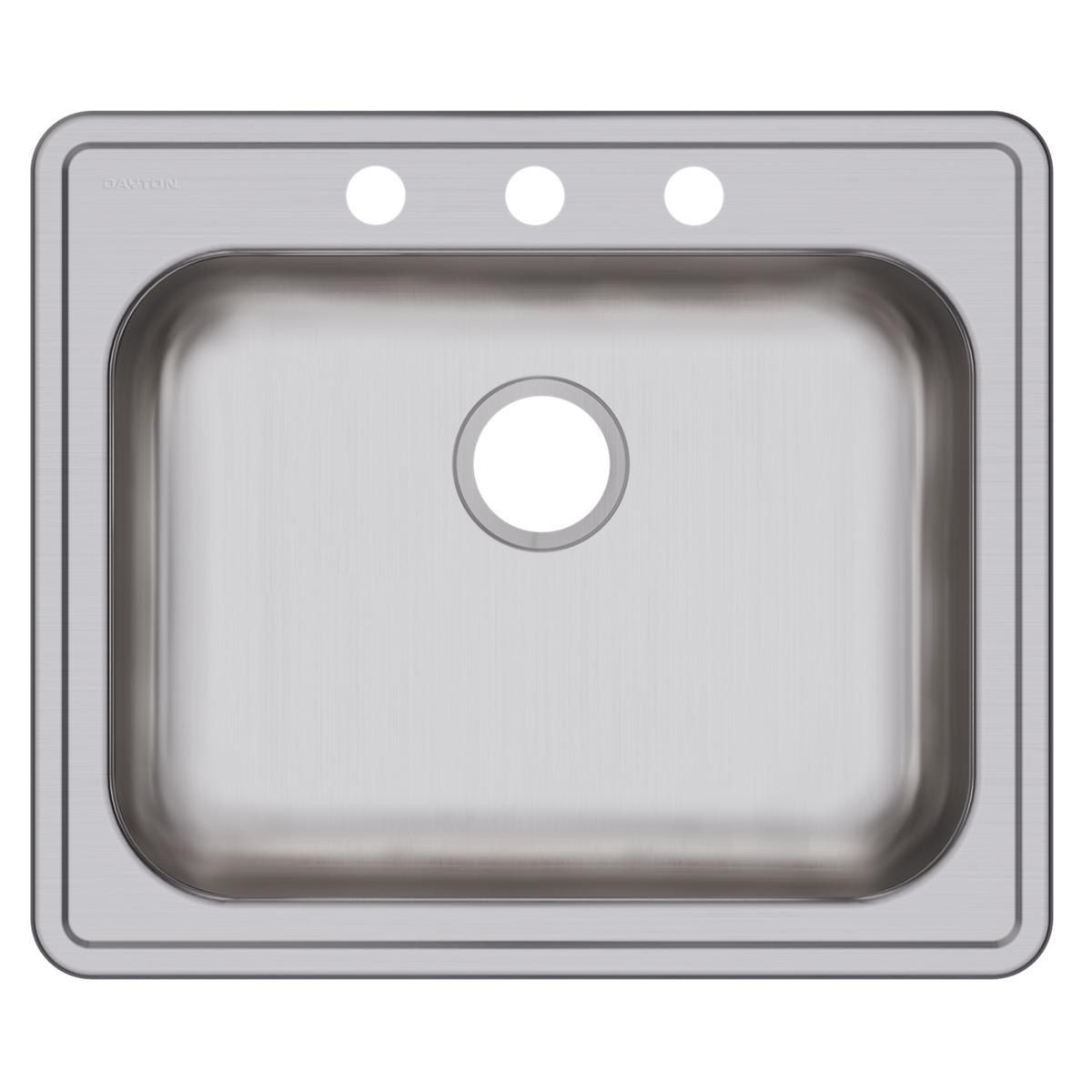 Elkay Dayton Stainless Steel 25" x 21-1/4" x 5-3/8", 3-Hole Single Bowl Drop-in Sink GE125213