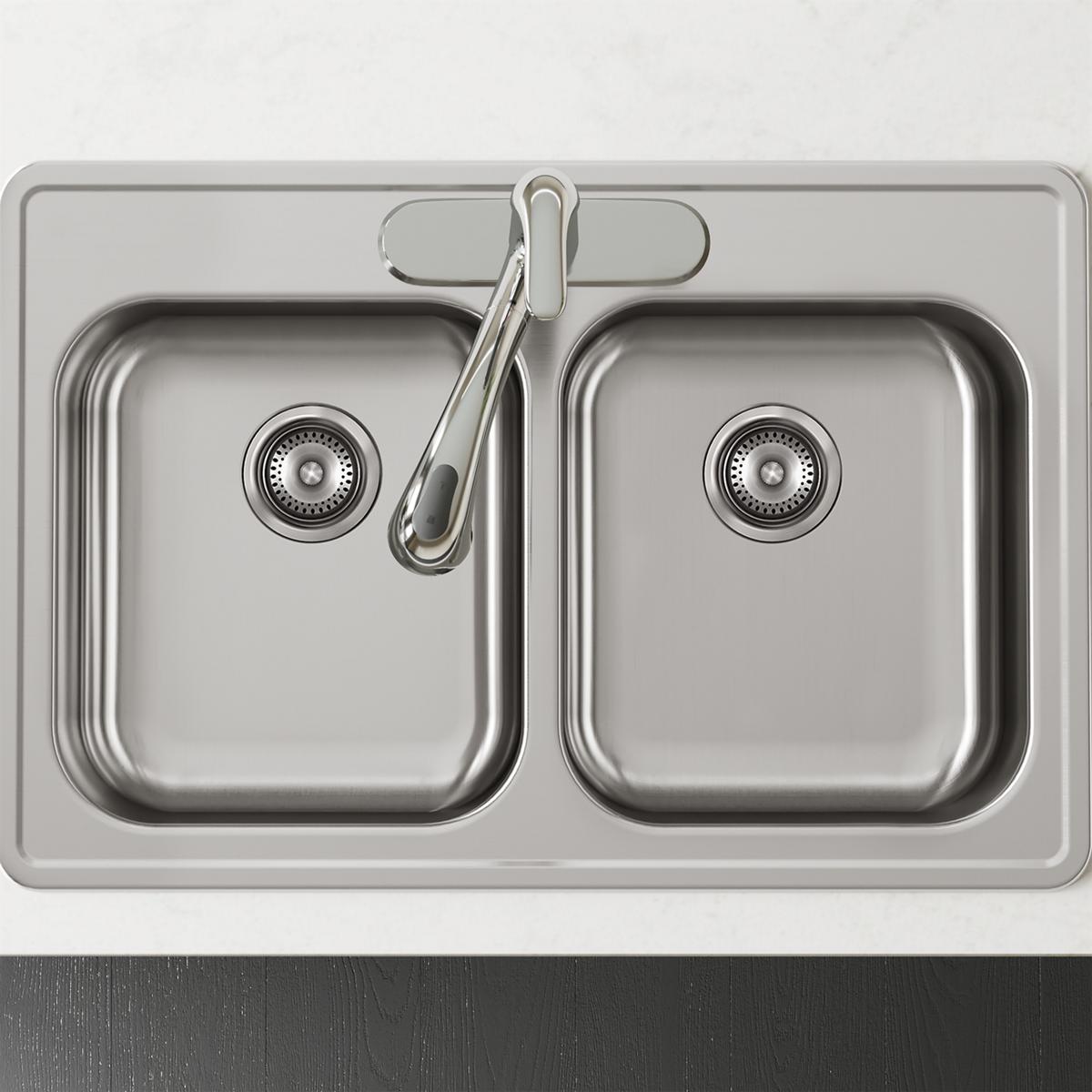 Elkay Dayton Stainless Steel 33" x 22" x 5-3/8", 3-Hole Equal Double Bowl Drop-in Sink GE233223