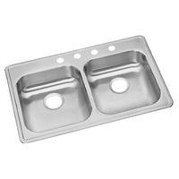 Elkay Dayton Stainless Steel 33" x 22" x 5-3/8", 1-Hole Equal Double Bowl Drop-in Sink GE233221
