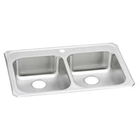 Elkay Celebrity Stainless Steel 33" x 21-1/4" x 5-3/8", 1-Hole Equal Double Bowl Drop-in Sink GECR33211
