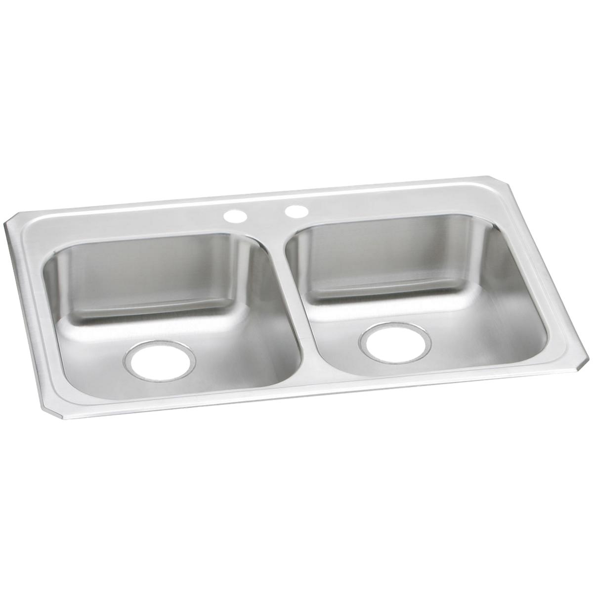 Elkay Celebrity Stainless Steel 33" x 21-1/4" x 5-3/8", 2-Hole Equal Double Bowl Drop-in Sink GECR33212