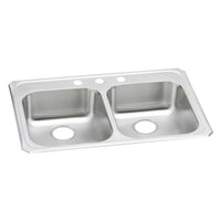 Elkay Celebrity Stainless Steel 33" x 21-1/4" x 5-3/8", 3-Hole Equal Double Bowl Drop-in Sink GECR33213