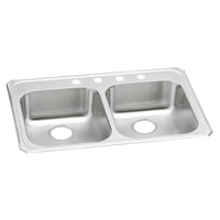 Elkay Celebrity Stainless Steel 33" x 21-1/4" x 5-3/8", 4-Hole Equal Double Bowl Drop-in Sink GECR33214